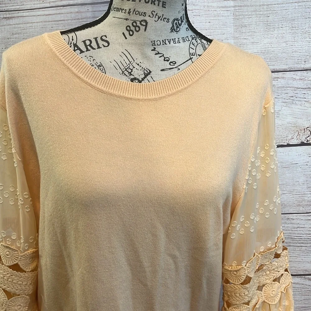 Sioni Lightweight Sweater Open Applique Sleeves NWT Size Large